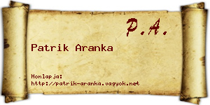 Patrik Aranka névjegykártya